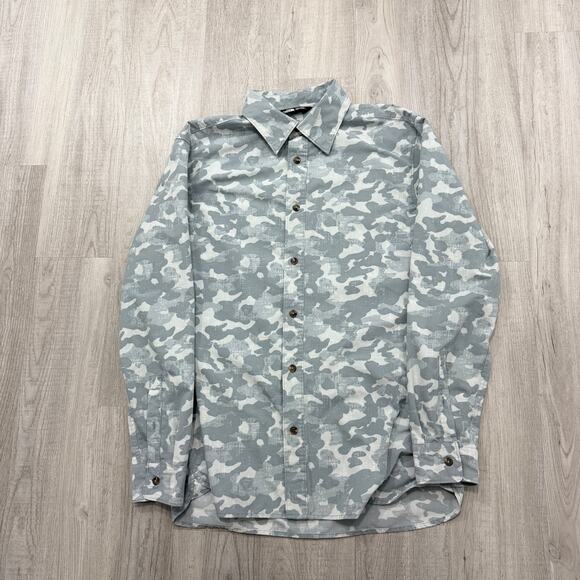 The North Face Camo Button Shirt Men's Large Gray Camouflage Outdoors Hiking - Picture 2 of 8